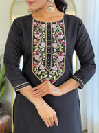 The52 Women Embroidery Work with Rayon Fabric Straight Kurta, Pant and Dupatta Set - Distacart