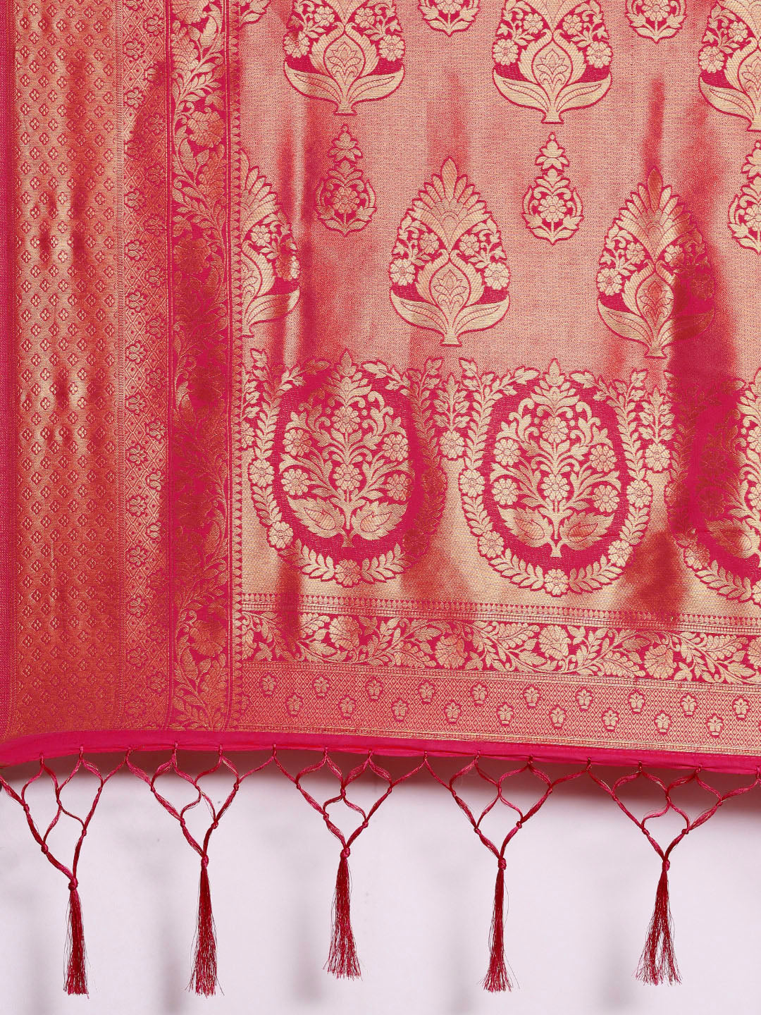 Saree Mall Pink Ethnic Motifs Zari Silk Blend Banarasi Saree - Distacart