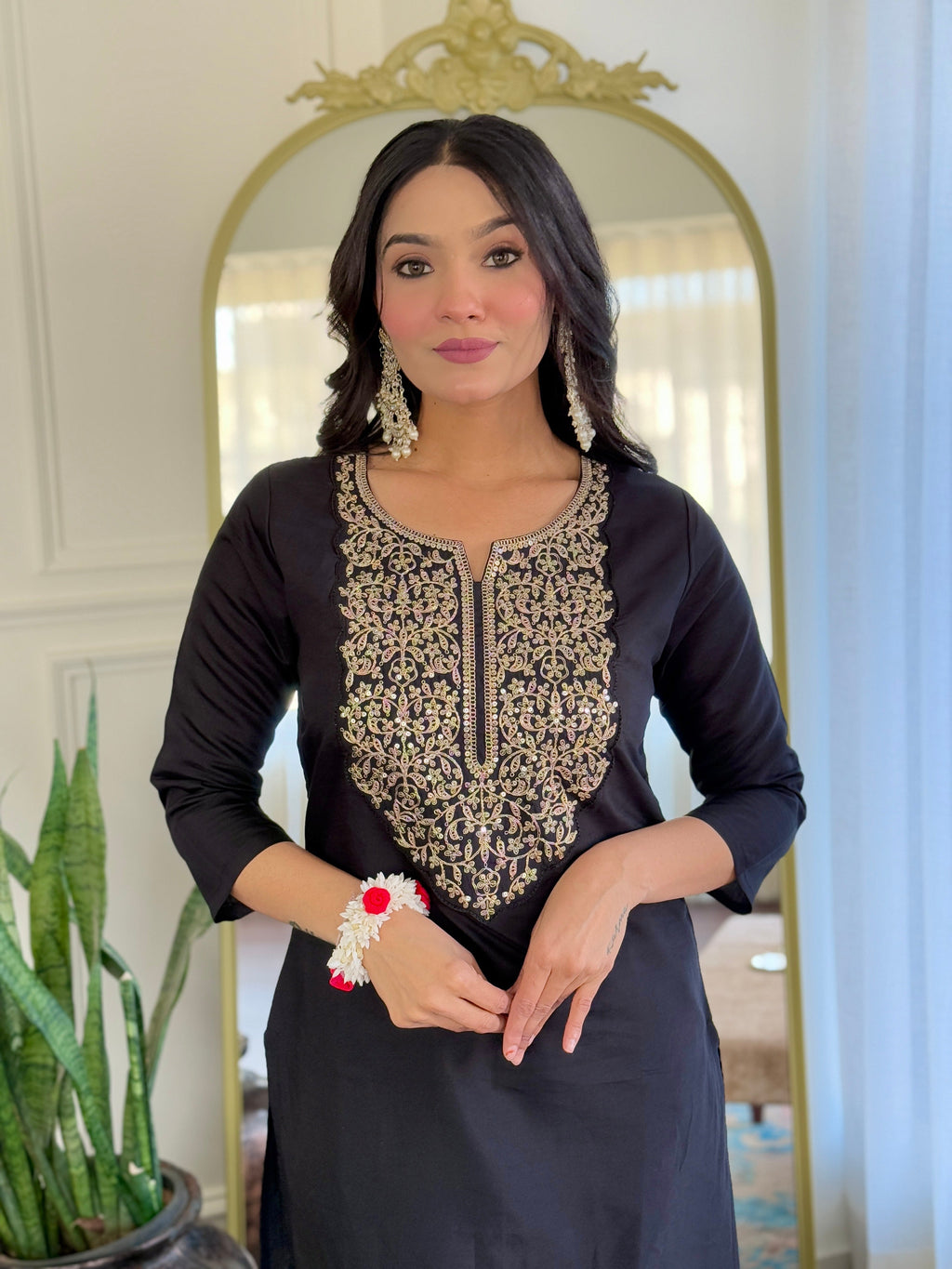 The52 Women Embroidery Work with Viscose Fabric Straight Kurta, Pant and Dupatta Set - Distacart