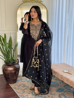 The52 Women Embroidery Work with Viscose Fabric Straight Kurta, Pant and Dupatta Set - Distacart