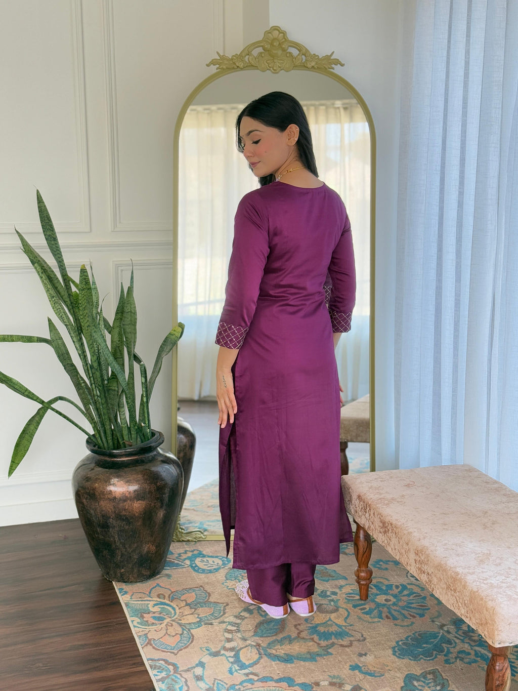 The52 Women's Rayon Slub Embroidery work Straight Kurta with Pant and Dupatta Set - Distacart