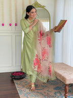 The52 Beautiful Women's Rayon Fabric Straight Kurta, Pant and Dupatta Set - Distacart