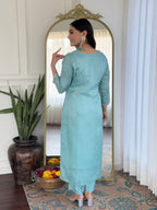 The52 Women's Viscose Embroidery work Straight Kurta with Pant and Dupatta Set - Distacart