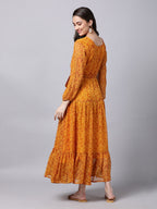 Souchii Yellow Floral Layered Chiffon Maxi Dress - Distacart