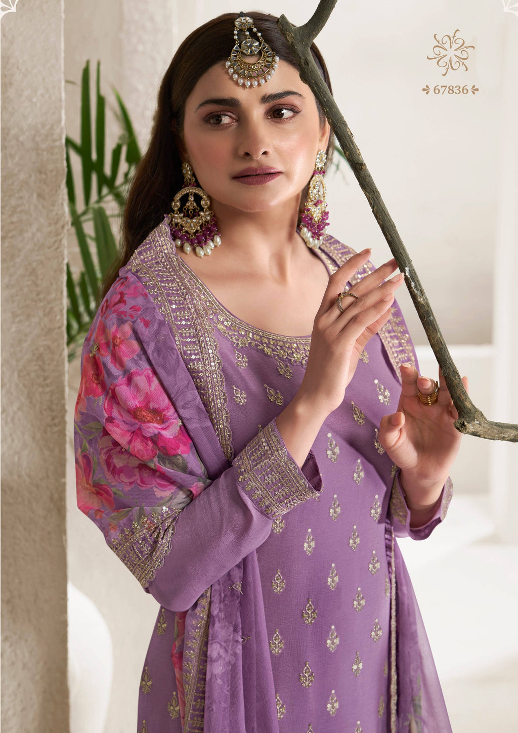Anaita Purple Embroidered Viscose Chinon Salwar Suit - Distacart