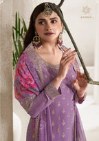 Anaita Purple Embroidered Viscose Chinon Salwar Suit - Distacart