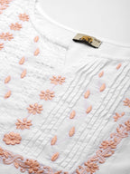 ADA Ethnic Motifs Embroidered Chikankari White Romance Kurta
