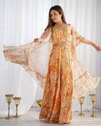 Lorenvalley Fashion Faux Georgette Floral Printed Shrug Blouse With Palazzo Set - Distacart