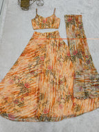 Lorenvalley Fashion Faux Georgette Floral Printed Shrug Blouse With Palazzo Set - Distacart
