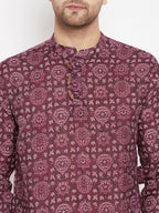 Even Apparels Maroon Pure Cotton Men's Kurta With Slit Neckline - Distacart