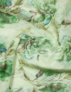 Shades of Light Parrot Green Colour Floral Design Semi Chanderi Saree By Gayathri Reddy Designer Studio