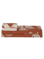 Rajasthan Decor Rust & Cream Printed Cotton 160 TC King Bedsheet with 2 Pillow Covers