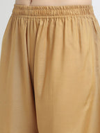 TAG 7 Women Pack of 2 Maroon & Beige Solid Wide-Leg Palazzos