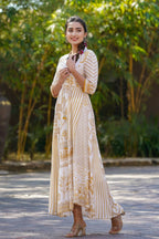 Juniper Women Mustard Rayon Printed Flared Dress - Distacart