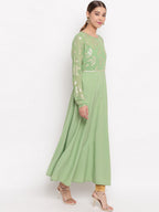 Janasya Green Printed Anarkali Kurta - Distacart