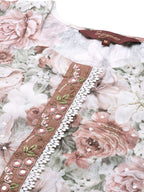 Sangria Women White & Pink Floral Printed Kurta