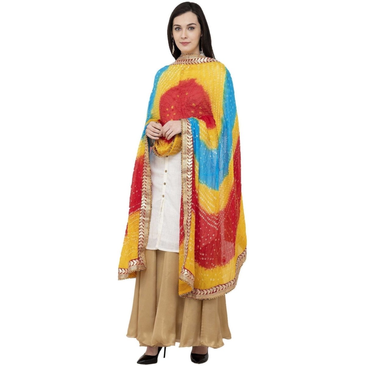 A R Silk Bandhej Multi Gota Fancy Dupatta Color Multi color Dupatta or Chunni