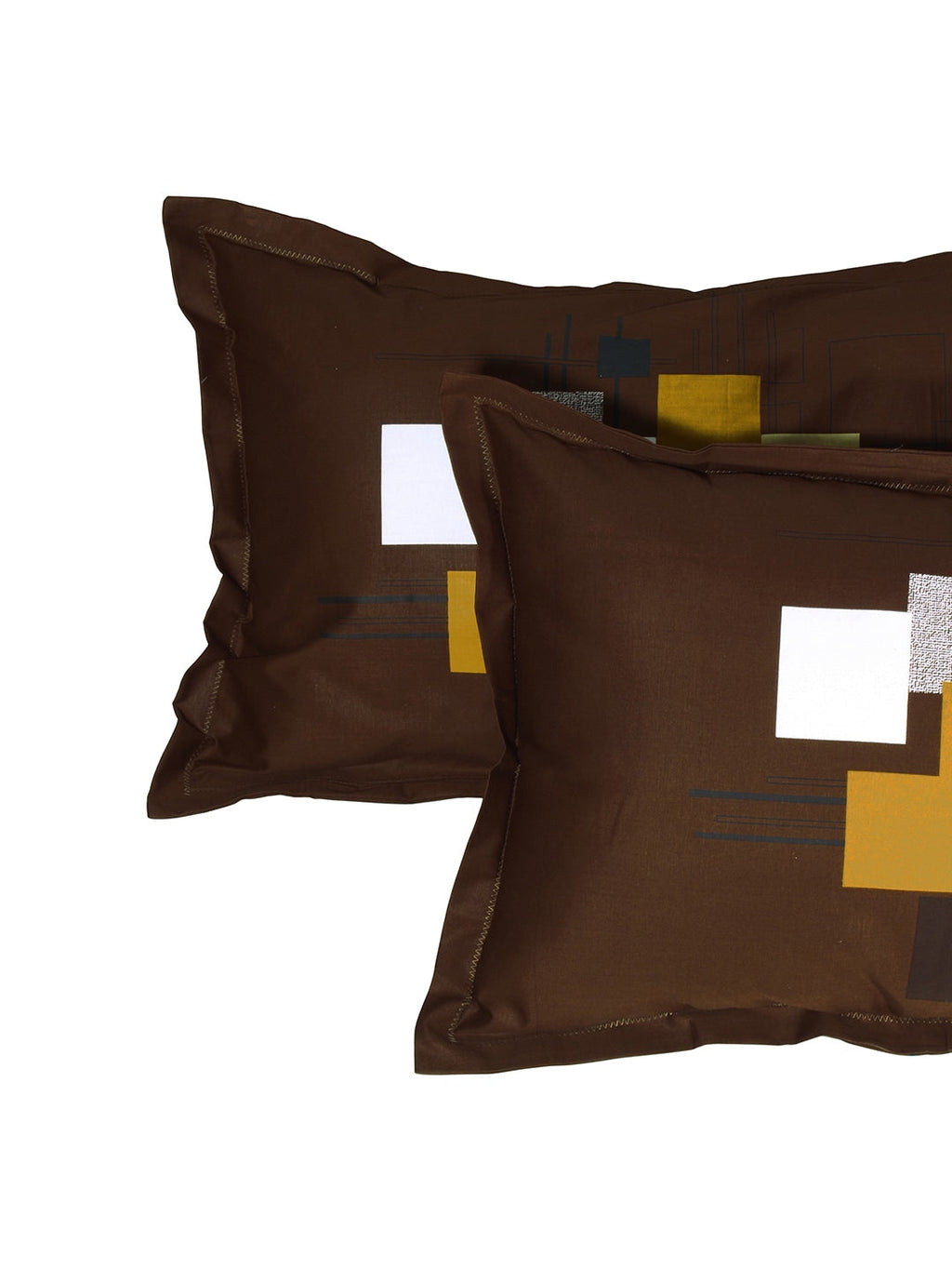 Story@home Cream-Coloured & Brown Abstract 300 TC Cotton 1 King Bedsheet with 2 Pillow Covers - Distacart