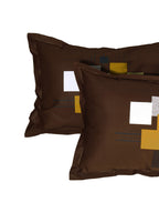 Story@home Cream-Coloured & Brown Abstract 300 TC Cotton 1 King Bedsheet with 2 Pillow Covers - Distacart