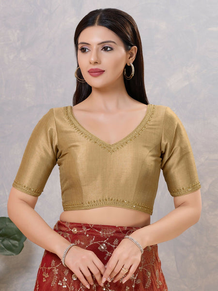Joban Fashion Women Silk Gold Stitched Blouse