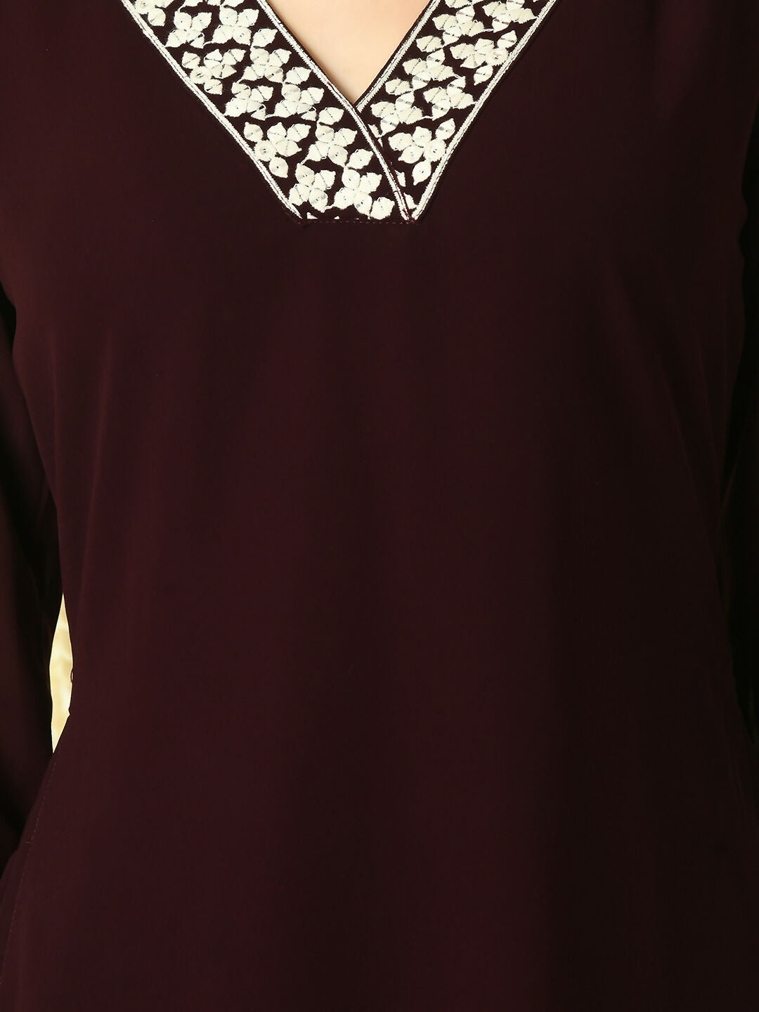 Myshka Women's Coffee Brown Georgette Kurta With Trousers Party Sets