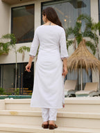 The52 Thread work on Viscose Fabric Straight Kurta, Pant and Dupatta Set - Distacart