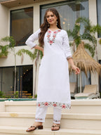The52 Thread work on Viscose Fabric Straight Kurta, Pant and Dupatta Set - Distacart