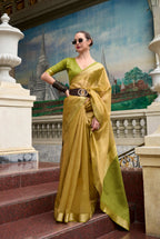 Anaita Green Designer Weaving Pure Tissue Saree With Blouse - Distacart