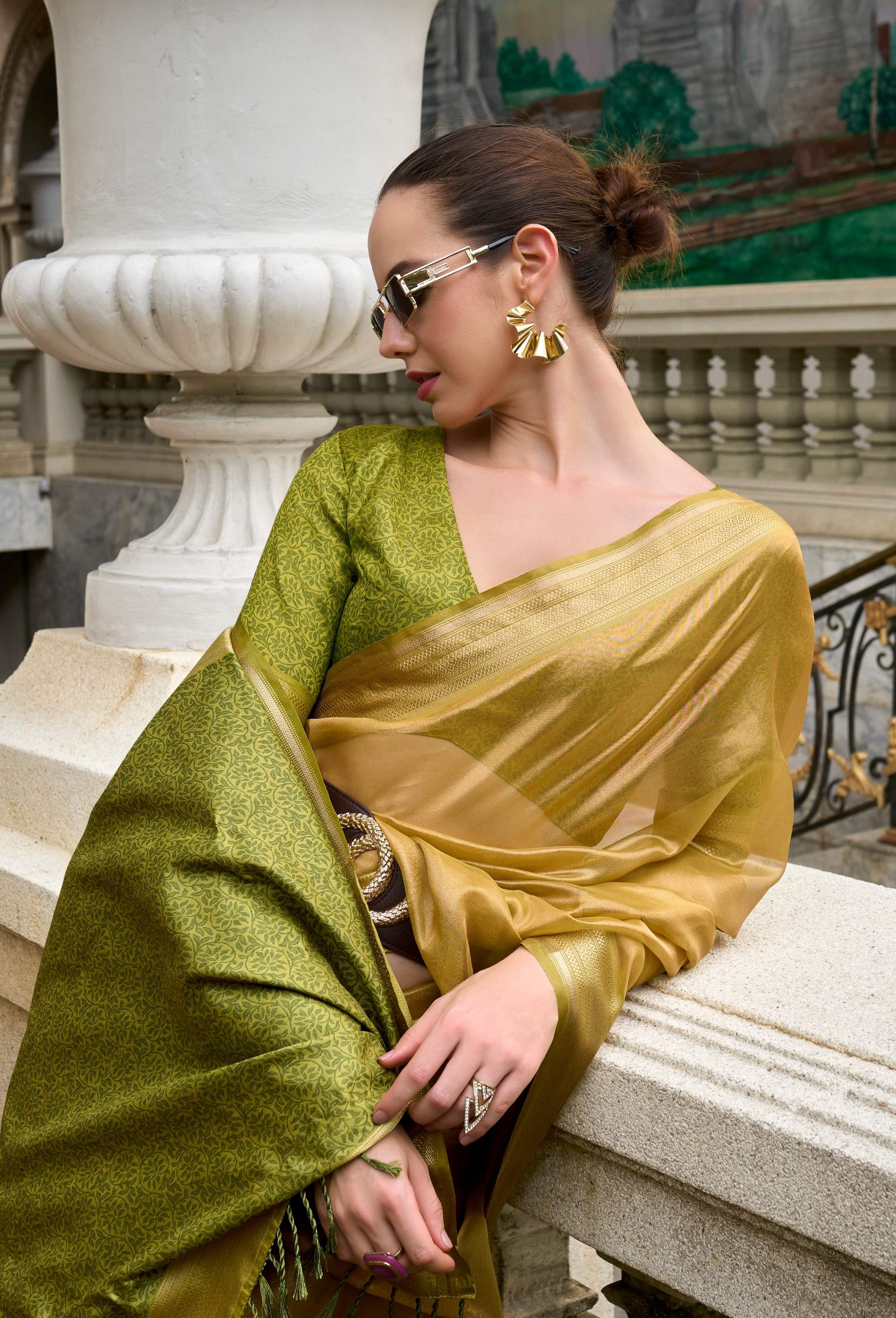 Anaita Green Designer Weaving Pure Tissue Saree With Blouse - Distacart