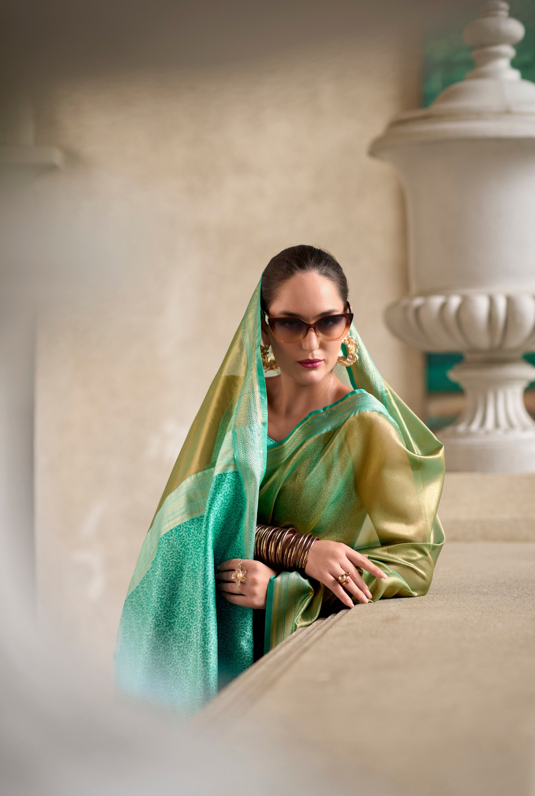 Anaita Green Designer Weaving Pure Tissue Saree With Blouse - Distacart