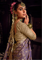 Anaita Lavender Viscose Tissue Has Worked Pallu Saree With Embroidered Blouse Piece - Distacart