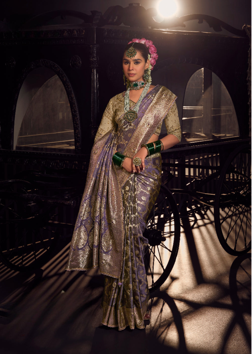 Anaita Lavender Viscose Tissue Has Worked Pallu Saree With Embroidered Blouse Piece - Distacart