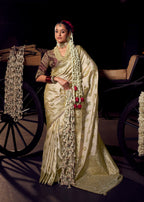 Anaita Beige Viscose Tissue Has Worked Pallu Saree With Embroidered Blouse Piece - Distacart