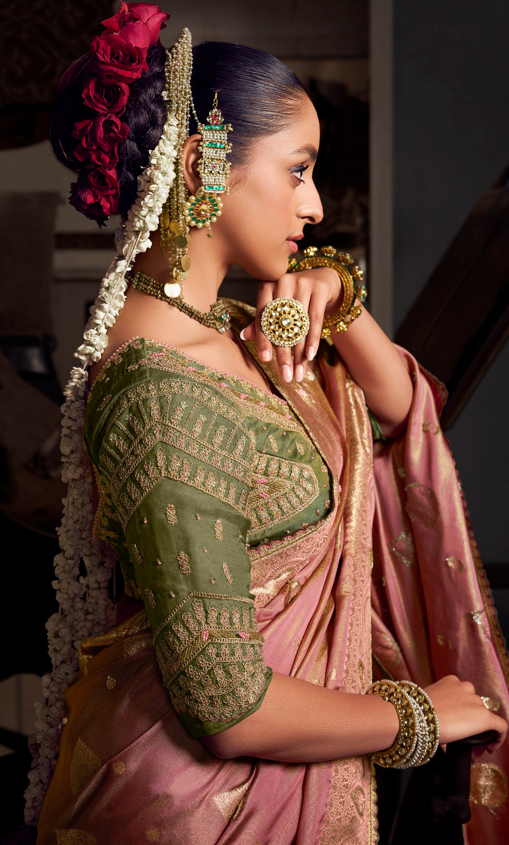 Anaita Green Viscose Tissue Has Worked Pallu Saree With Embroidered Blouse Piece - Distacart