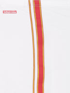 Sethukrishna Pink & White Solid Shirt and Veshti Set