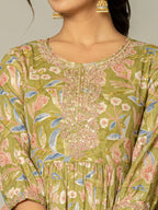 Yufta Green Peplum Dhoti Dupatta Set