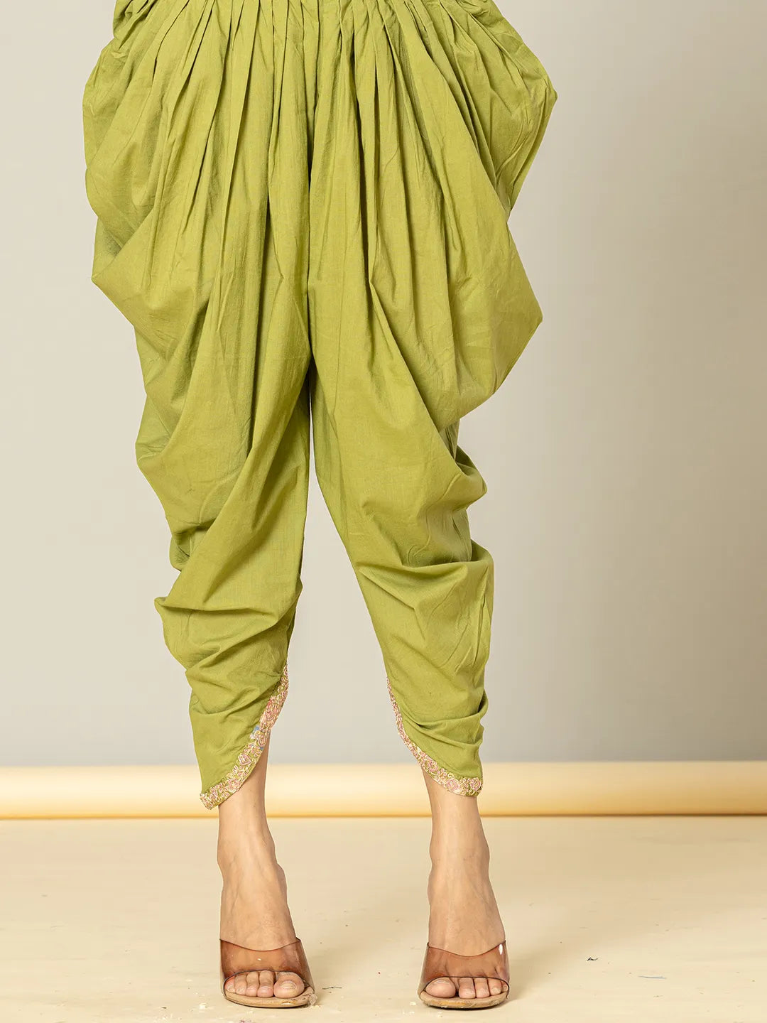 Yufta Green Peplum Dhoti Dupatta Set