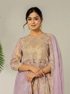 Yufta Purple Cotton Peplum Dhoti Dupatta Set
