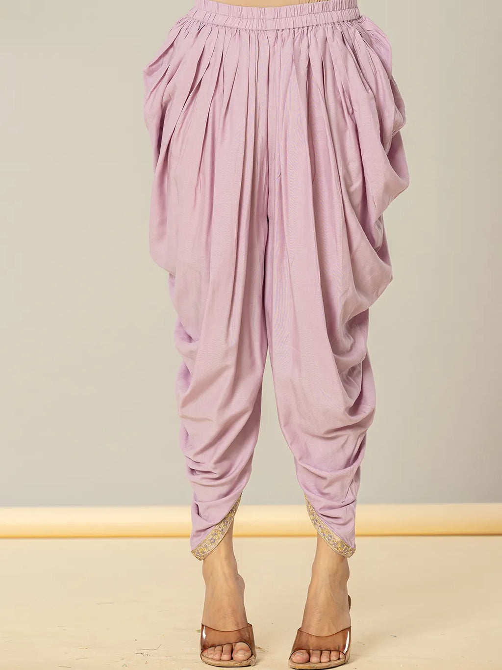 Yufta Purple Cotton Peplum Dhoti Dupatta Set