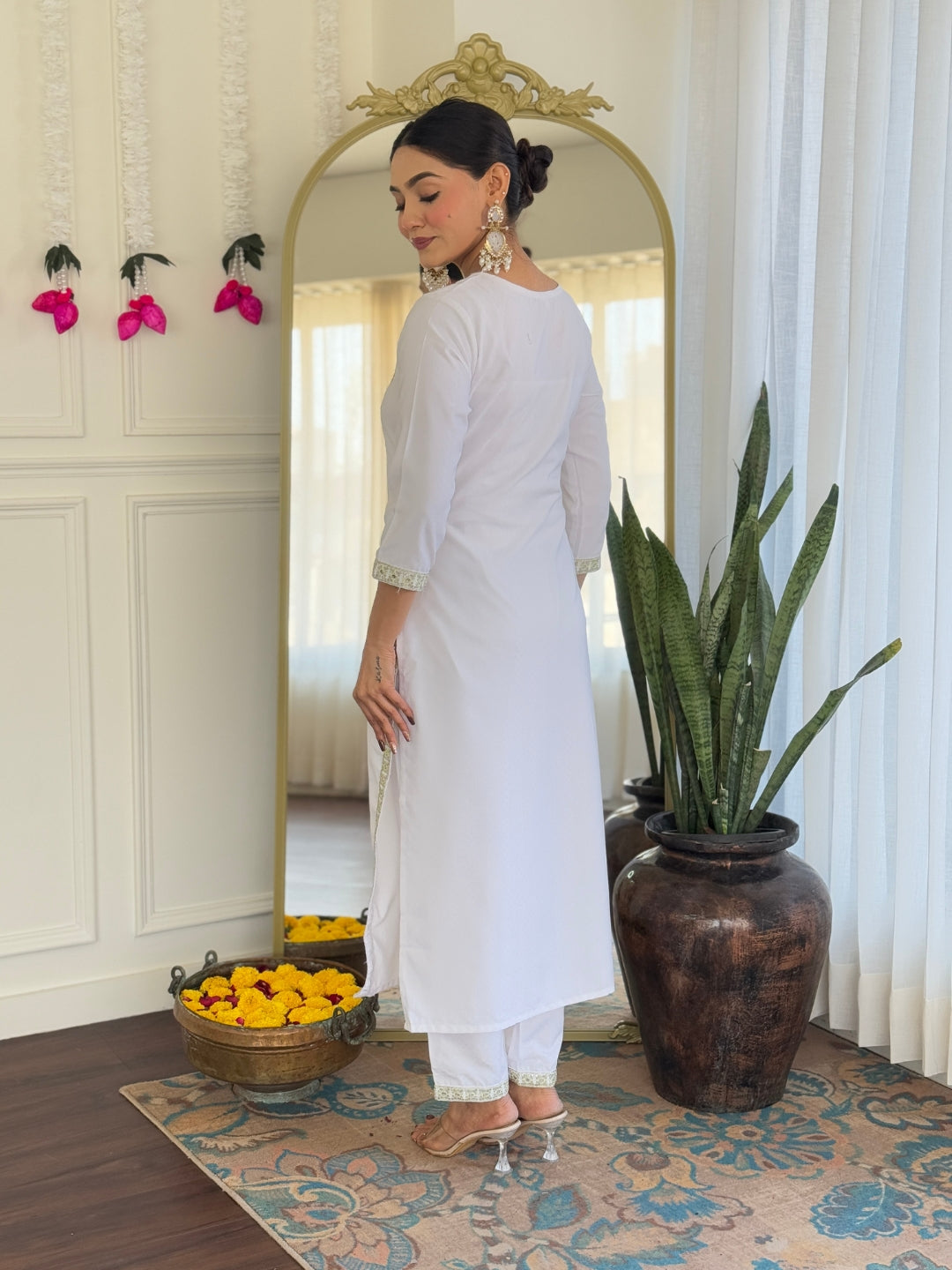 The52 Women's Beautiful Viscose Embroidery work Straight Kurta with Pant and Dupatta Set - Distacart