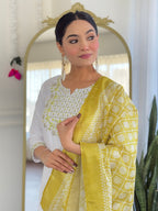 The52 Women's Beautiful Viscose Embroidery work Straight Kurta with Pant and Dupatta Set - Distacart
