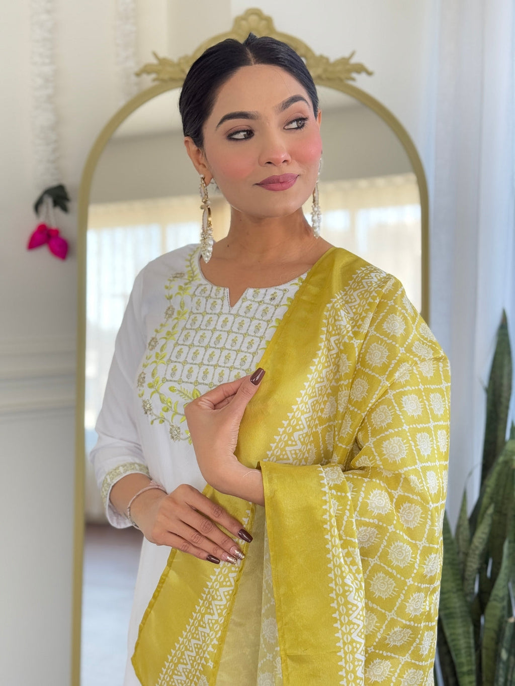 The52 Women's Beautiful Viscose Embroidery work Straight Kurta with Pant and Dupatta Set - Distacart
