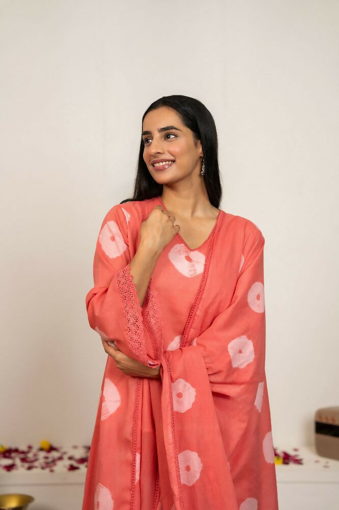 Joban Fashion Pink Tie & Dye Cotton Suit Set - Distacart