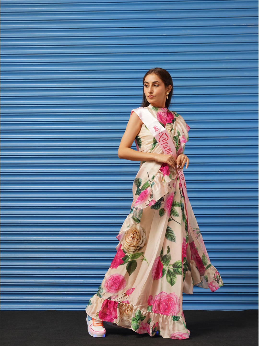 Tikhi Imli Floral Printed Poly Crepe Saree - Distacart