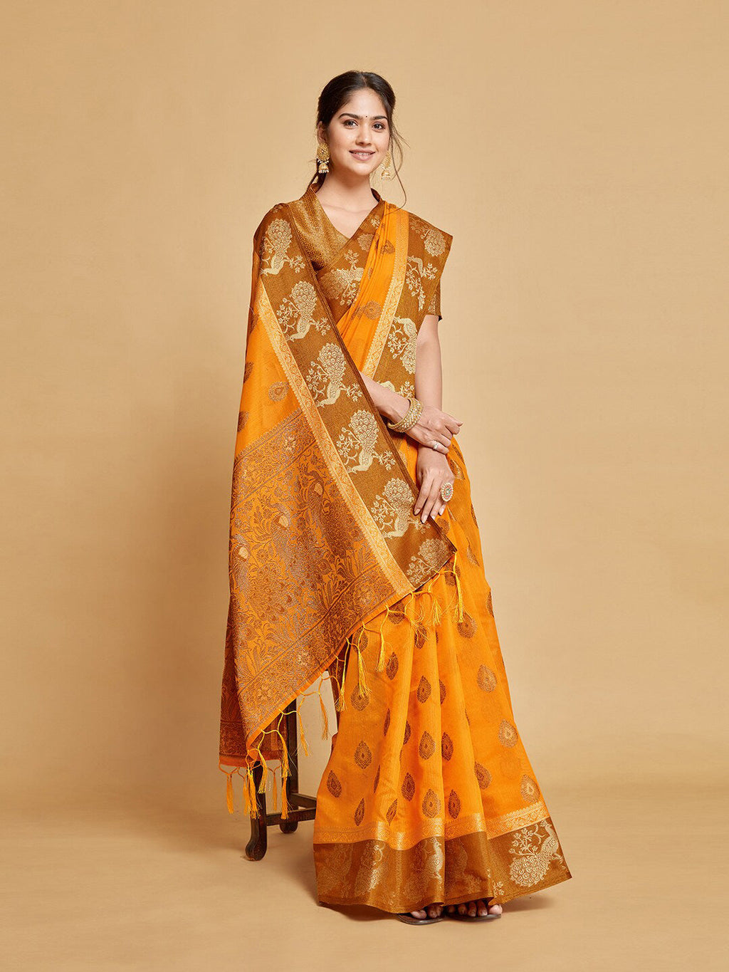 Sangria Ethnic Motifs Woven Design Art Silk Banarasi Saree