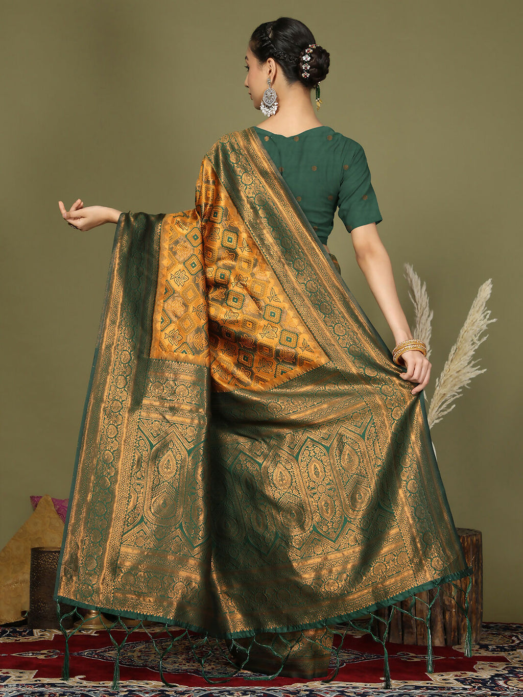 Shree Shyam Fashion Lichi Silk Yellow Saree - Distacart
