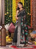 Shree Shyam Fashion Linen Cotton Black Saree - Distacart