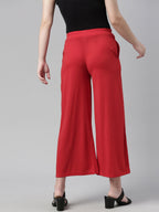 Souchii Red Knitted Ethnic Palazzos For Women - Distacart