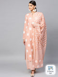 Aks Floral Printed Pure Cotton Straight Kurta With Palazzos & Dupatta