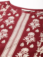 Sztori Plus-Size Gotta Patti Ethnic Motif Print Pure Cotton Kurta with Trousers & Dupatta
